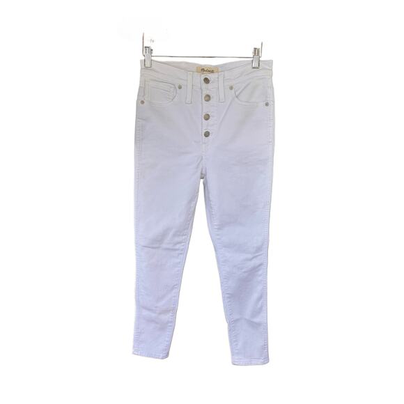 MADEWELL Women's White Button Closure High-Rise Skinny Jeans - Picture 2 of 6